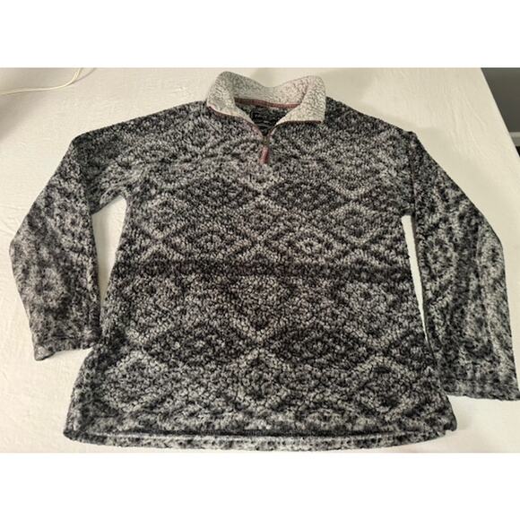 True Grit Quater Zip‎ Pullover Sherpa Fleece White Gray Black Unisex - Picture 1 of 6